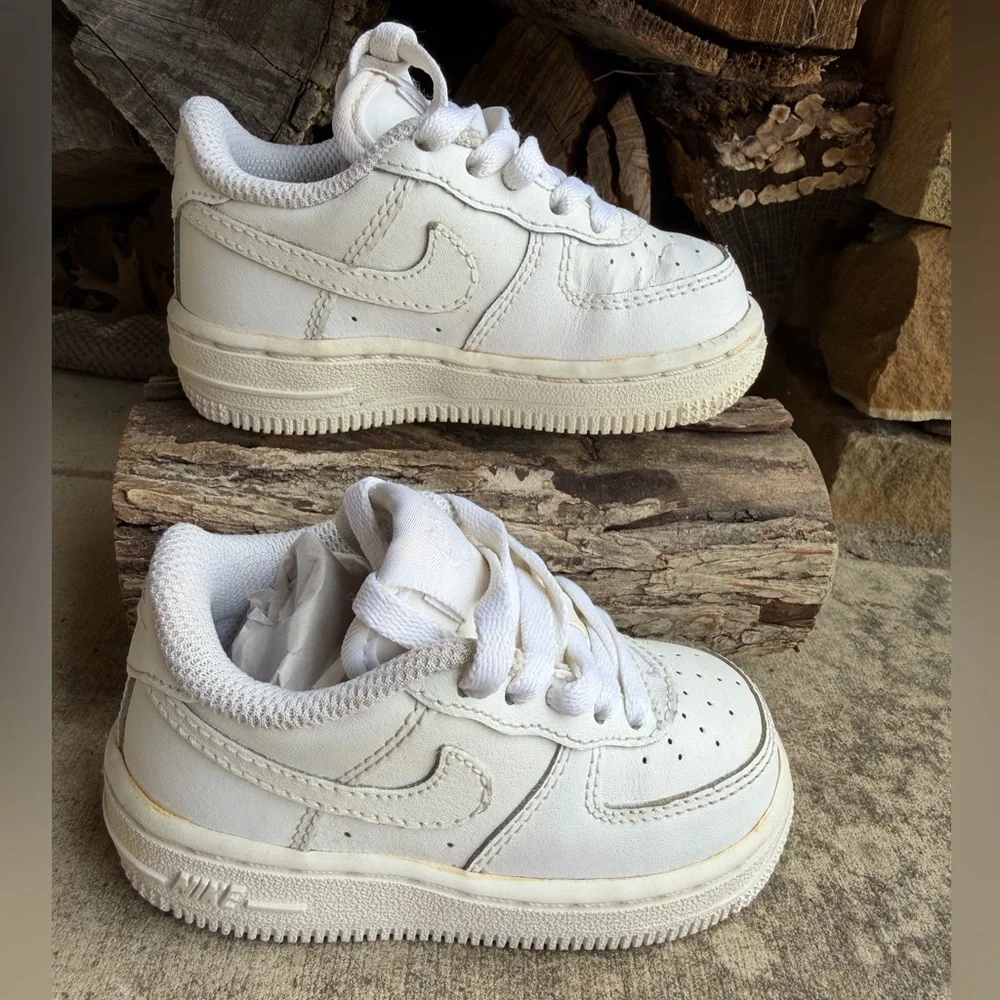 Nike Air Force 1 Infant Toddler Kids White Low-Top Leather Sneakers Sz-5c.‎   S